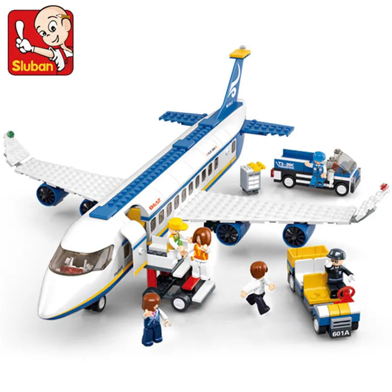 City Cargo Aircraft Plane Storage Airport Airbus Airplane Avion Technical Creative Building Blocks Educational Toys for Children