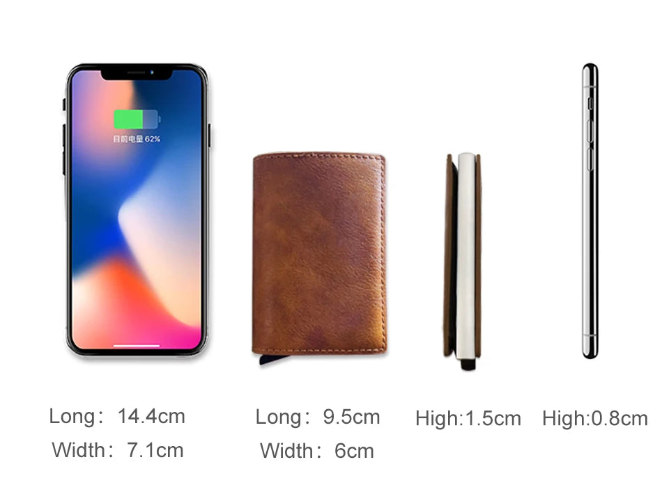 RFID Aluminum Men Wallet Card Holders Purse Carbon Fiber Men Business Slim Thin Smart Wallet Credit Cardholder Case Note Holder