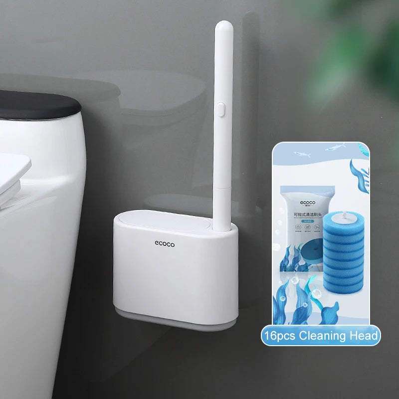 IZEFS Disposable Toilet Brush With Cleaning Liquid Wall-Mounted Cleaning Tool For Bathroom Replacement Brush Head Wc Accessories