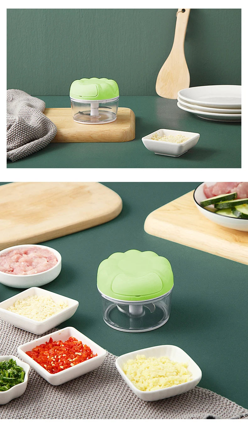 Mini batidoras de alimentos multifunción, picadora de ajo, cortadora de verduras, picadora de carne, prensa de ajo manual para cocina doméstica.
