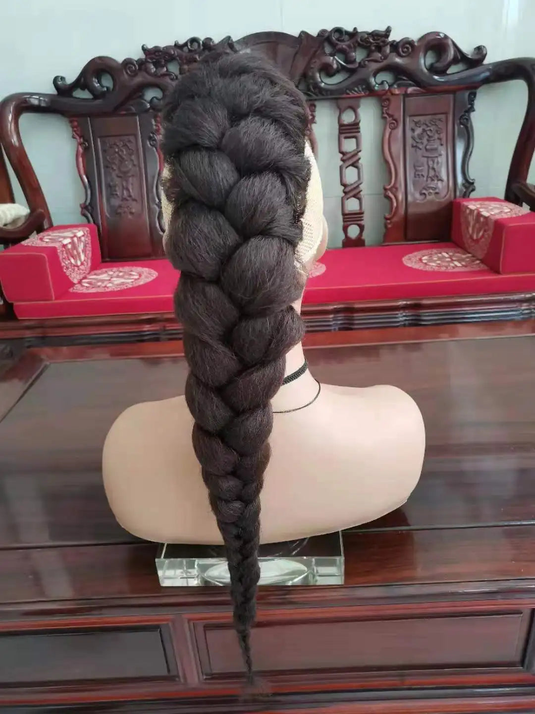 Rabo de cabelo com trança 75cm textura afro kinky straight