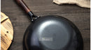 Konco Pure Iron wok cast iron pan Non-coated Pot General use for Gas and Induction Cooker 32cm Chinese Wok Cookware Pan