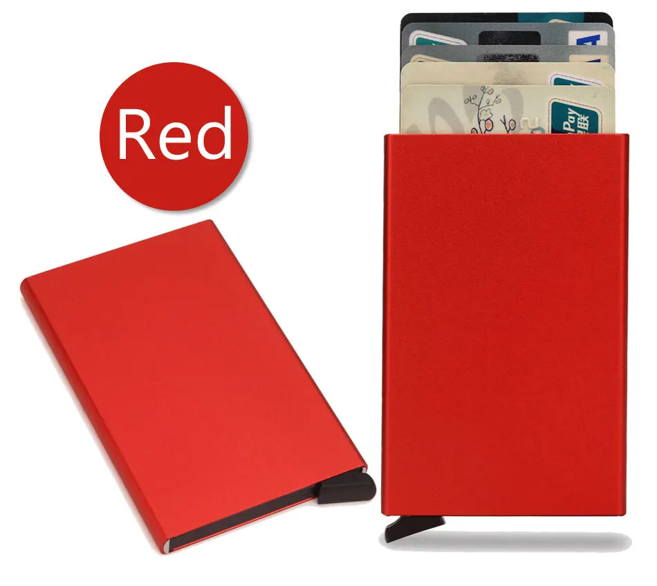 Tarjetero RFID de aluminio metálico, minibilleteras minimalistas y delgadas para hombre y mujer, tarjetero de negocios para hombre y mujer