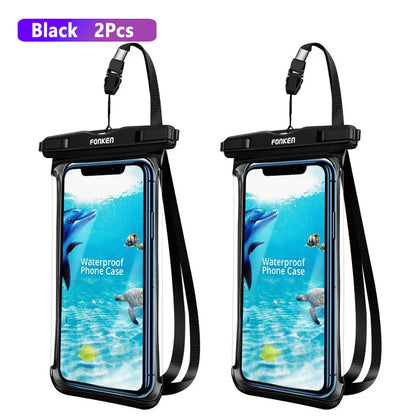 Funda impermeable FONKEN para teléfono, transparente, para la nieve, la selva tropical, bolsa seca, bolsa para natación, fundas grandes para teléfono móvil.