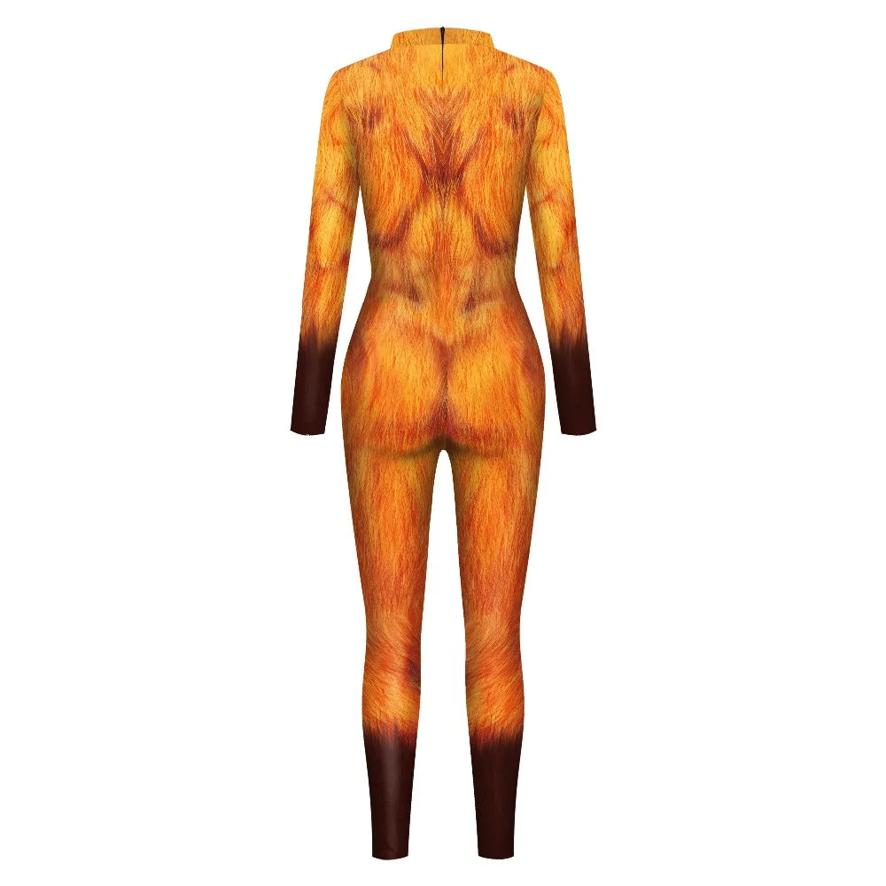 VIP FASHION 2025 Halloween Costumes for Men Animal Fox Cosplay Bodysuit Giraffe Leopard Zentai Jumpsuits Party Funny Male Outfit