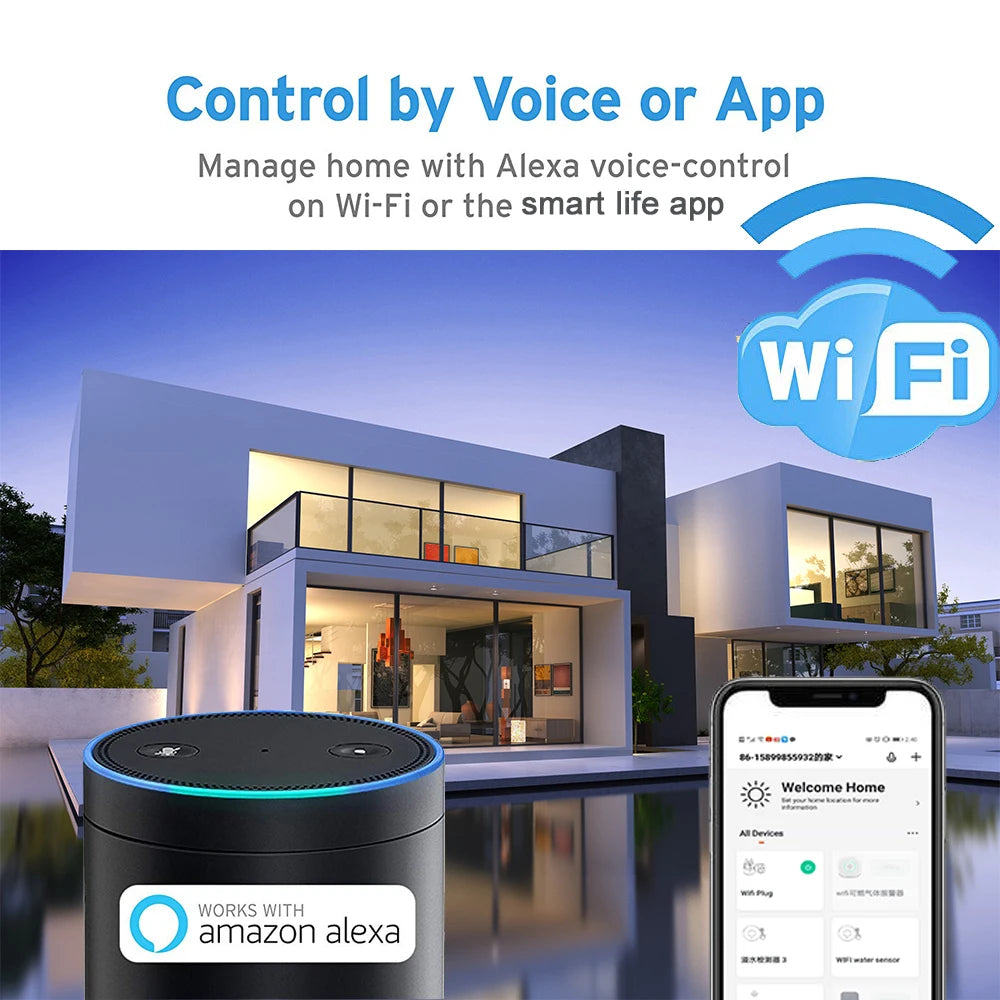 Alarma de sirena NEO Coolcam Smart Tuya Wifi con sensor de temperatura y humedad, compatible con Echo y Google Home Assistant