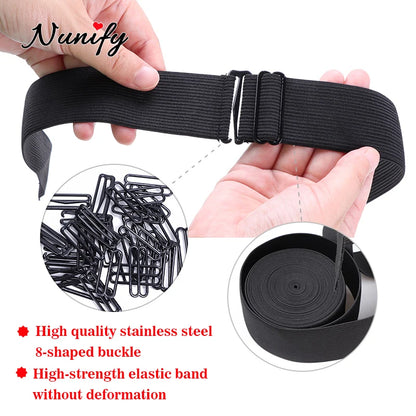 Nunify - Lote de 5 bandas elásticas ajustables para pelucas, accesorios para pelucas, banda de peluca de color negro para redecilla. 