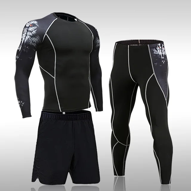 Ternos de Compressão Sportswear para Homens, Ginásio Calças Justas Roupas De Treinamento, Workout Jogging Sports Set, Running Rashguard Treino