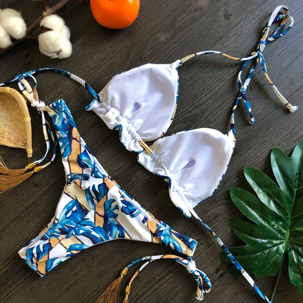Conjunto de bikini sexy 2021 de 2 piezas con estampado de calor, traje de baño deportivo para mujer, ropa de playa, traje de baño push-up acolchado, mono de baño exquisito