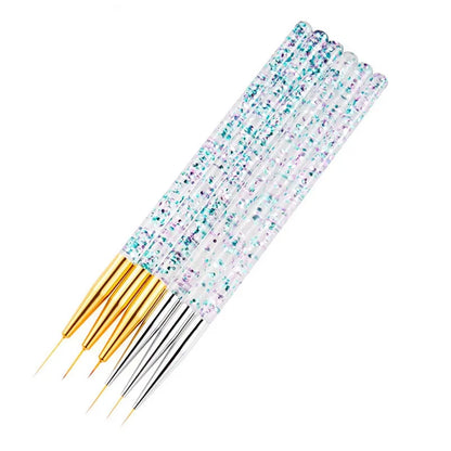 3Pcs Acrylic French Stripe Nail Art Liner Brush Set Ultra-thin Line Drawing Pen UV Gel Manicure Painting Brush