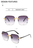 3PCS Square Rimless Sunglasses Women Luxury Brand Designer Summer Red Glasses Fashion Sun Glasses For Men UV400 Shades Oculos