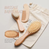 Newborn Baby Natural Wooden Boys Girls Soft Wool Hair Brush Head Comb Infant Head Massager Portable Bath Brush Comb For Kids