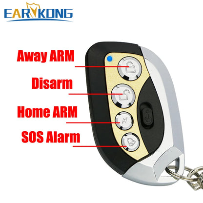 Control remoto inalámbrico de 433 MHz, material metálico con protección de interruptor de encendido, nuevo diseño para sistema de alarma antirrobo doméstico de 433 MHz.