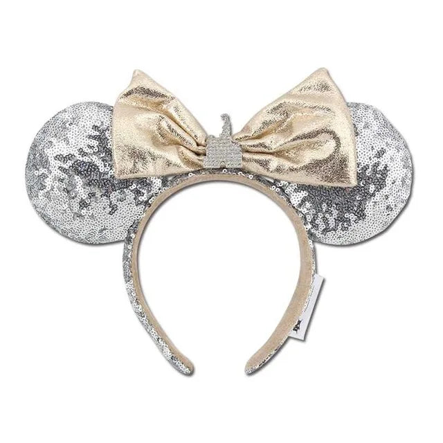 Diadema con orejas de Minnie y lazos grandes de Disney, ideal para disfraz de cosplay, de peluche, para adultos y niños. 