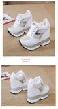 Fashion White Sneakers Women's High Platform Casual Shoes Height Increasing Leather Shoes 10 CM Thick Sole Trainers Tennis Sports
