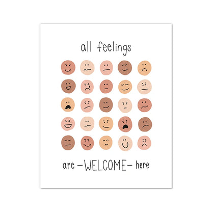 Feelings Thermometer With Coping Skills Art Prints Emotions Chart Poster Kids Mental Health Art Canvas Painting Classroom Decor