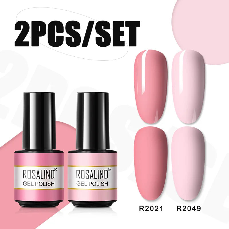 ROSALIND Nail Gel Manicure Set Hybrid Varnish Kit For Nails Art UV Lamp Semi Permanent Nail Gel Polish Set With Good Pack
