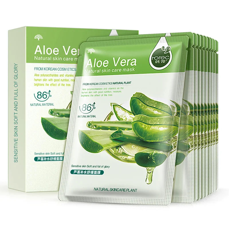 Skin Care Natural Fruit Plant Facial Mask Moisturizing Oil-Control Blueberry Cucumber Pomegranate Fruit Aloe Sheet Face Mask