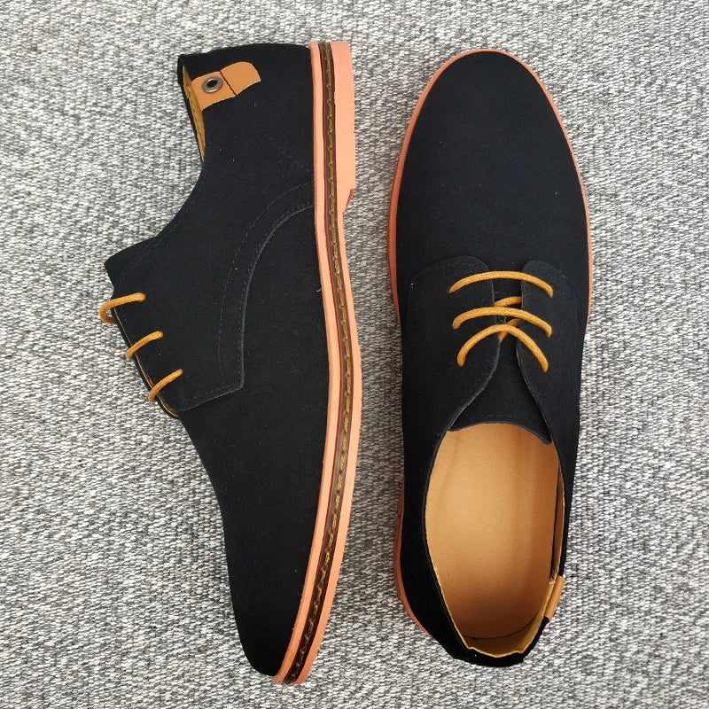 2024 Spring Suede Leather Men's Oxford Casual Shoes Classic Sneakers Comfortable Footwear Dress Shoes Large Size Flats