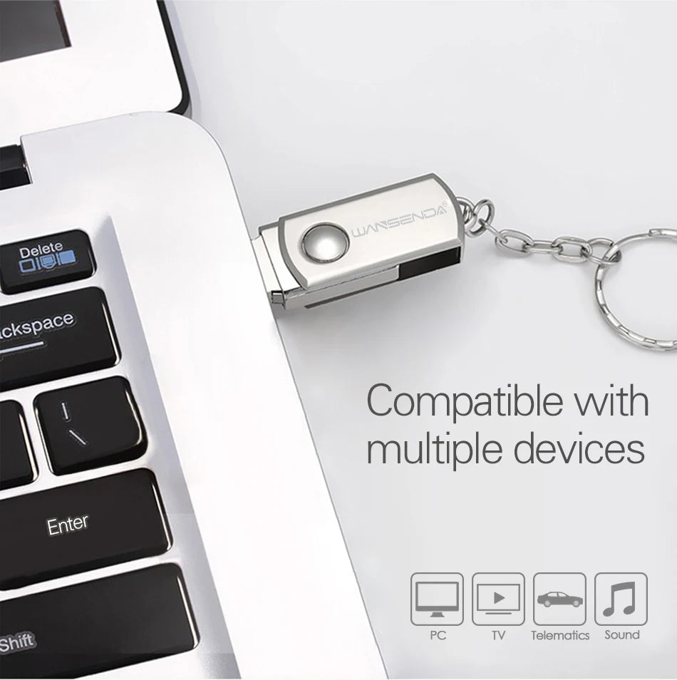 Stainless Steel USB 3.0 USB Flash Drive 256GB 128GB Rotation Pen Drive 16GB 32GB 64GB Pendrive USB Memory Stick with Keychain