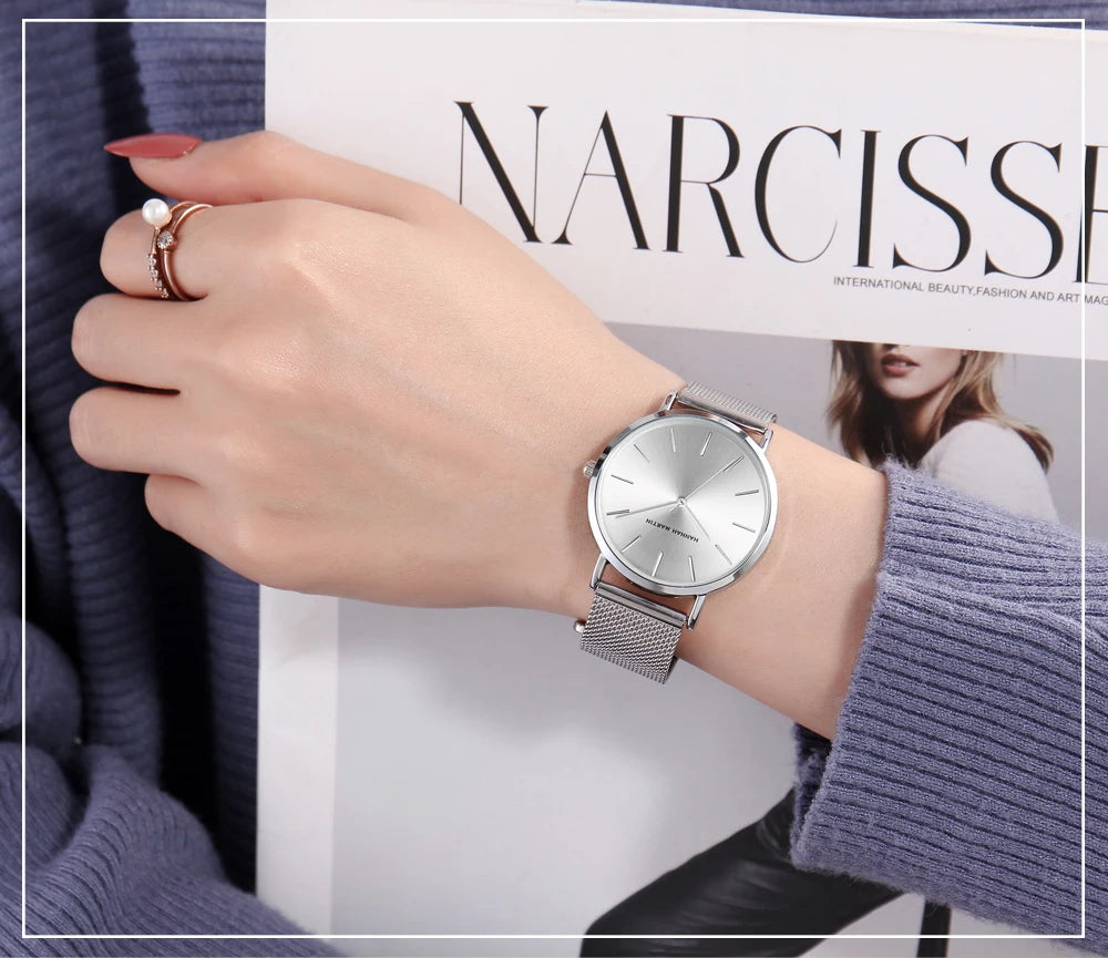 HANNAH MARTIN Women Watch Nordic Minimalist Japan Quartz Movement 3Bar Waterproof Women 36mm Full Rose Gold Dropshipping Watches