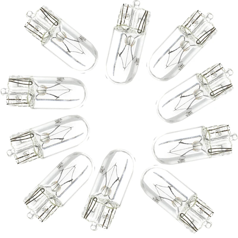 10 X White T10 W5W 501 194 Clear Signal Lamp Glass 12V 5W Warm White W2.1x9.5d Single Filament Car Bulb Auto Light