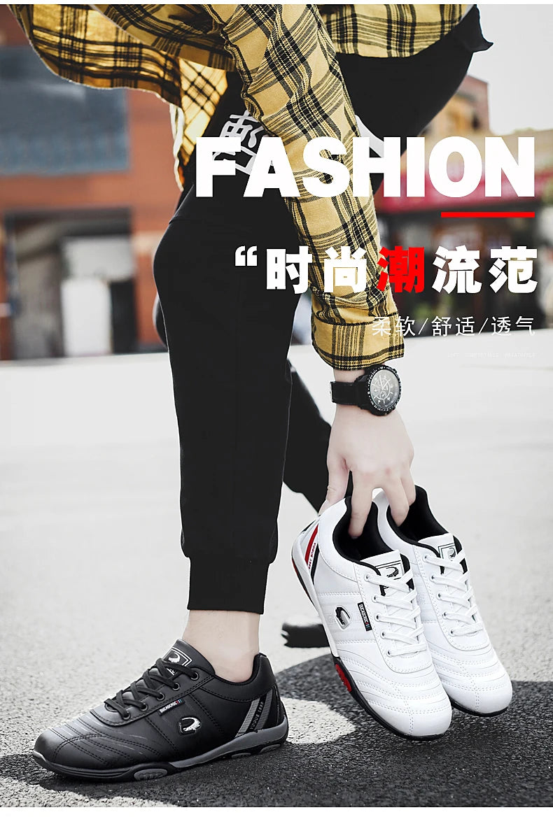 Men's Sports Shoes Leather Waterproof Running Sneakers Luxury Walking Gym Shoes Man Non-slip Training Sneakers Flat Shoes Tennis