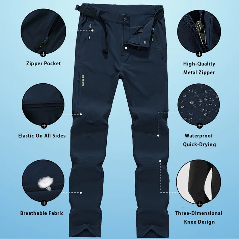 LNGXO Hiking Pants Men Quick Dry Trekking Camping Climbing Running Outdoor Rain Pants Stretch Breathable Elasticity Trousers Men