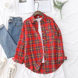 Casual Women's Plaid Shirt 2025 Spring Autumn New Ladies Loose Blouse and Tops Female Long Sleeve Shirts Fresh Checked Clothes