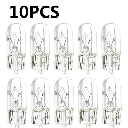 10 X White T10 W5W 501 194 Clear Signal Lamp Glass 12V 5W Warm White W2.1x9.5d Single Filament Car Bulb Auto Light
