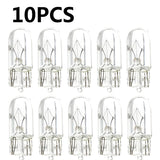 10 X White T10 W5W 501 194 Clear Signal Lamp Glass 12V 5W Warm White W2.1x9.5d Single Filament Car Bulb Auto Light
