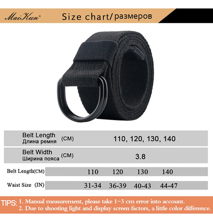 Maikun Tactical Canvas Men Belt High Quality Unisex Double D-Ring Buckle Waistband Casual Canvas Female Belt Fabric For Jeans