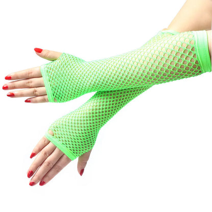 Long Fingerless Fishnet Lace Luvas para Senhoras, Alta Elasticidade, Neon, Sexy, Acessórios Do Carro, Decoração de Interiores, Auto Peças