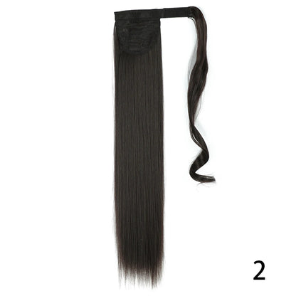 32inches Synthetic Ponytail Hair Extension Clip in Fake Wig Hairpiece Blonde Wrap Around Pigtail Long Smooth Overhead Pony Tail