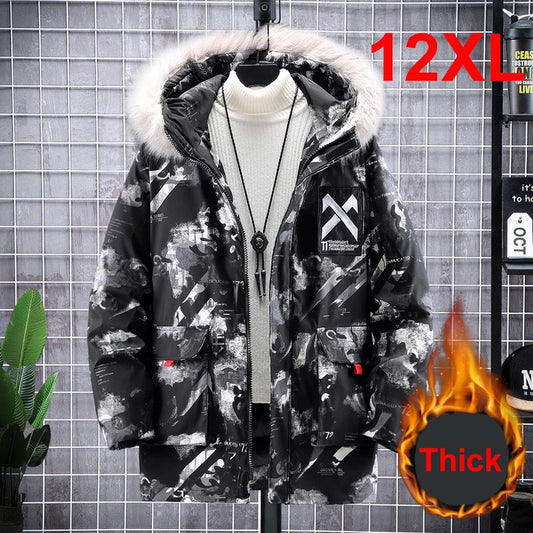 Parka de invierno para hombre, tallas grandes 12XL, 11XL y 10XL, chaqueta de camuflaje gruesa a la moda, abrigo para hombre, talla grande.