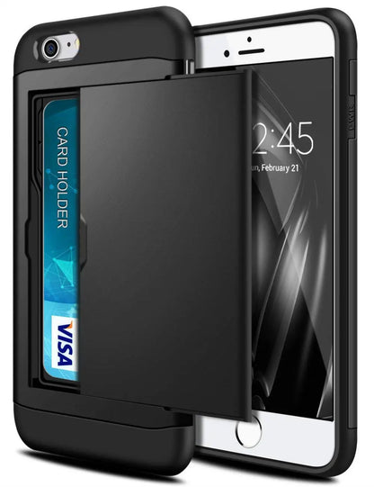 Funda para iPhone SE 2022 2020 con puerta corredera, bolsillo oculto, ranuras para tarjetas, antiarañazos, para iPhone SE3 SE2 SE