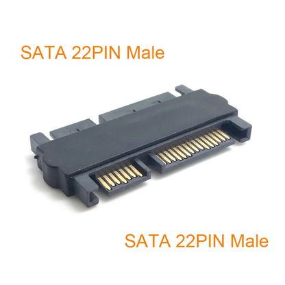Convertidor adaptador SATA macho a SATA macho de 22 pines con cable de datos de alimentación SATA hembra de 7 pines y 15 pines.