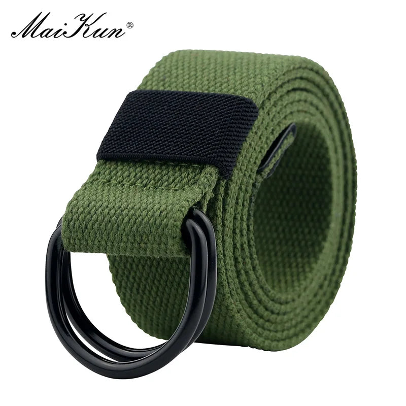 Maikun Tactical Canvas Men Belt High Quality Unisex Double D-Ring Buckle Waistband Casual Canvas Female Belt Fabric For Jeans