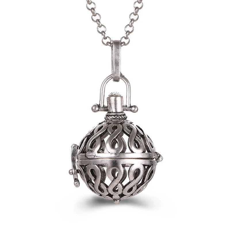 Mexico Music Ball Hollow Zircon Pendant Vintage Perfume Locket Necklace Aromatherapy Diffuser Sweater Chain For Women Jewelry