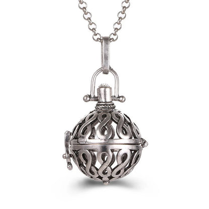 Mexico Music Ball Hollow Zircon Pendant Vintage Perfume Locket Necklace Aromatherapy Diffuser Sweater Chain For Women Jewelry