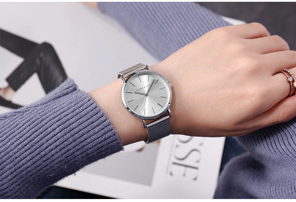 HANNAH MARTIN Women Watch Nordic Minimalist Japan Quartz Movement 3Bar Waterproof Women 36mm Full Rose Gold Dropshipping Watches