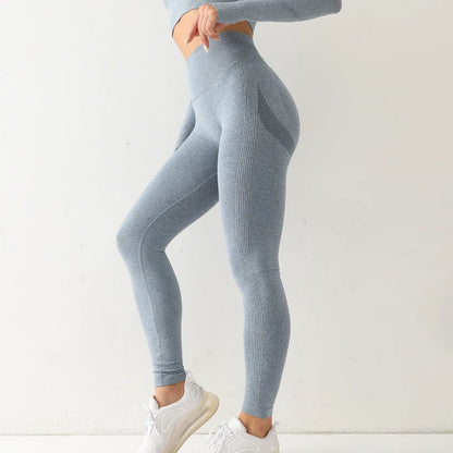Leggings deportivos sin costuras para mujer, de cintura alta, elásticos, lisos, para yoga, gimnasio, trotar, de secado rápido, push up, ajustados, para mujer