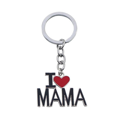 Llavero con letras huecas "Amo a mamá, mamá, papá y papá" para mujeres y hombres, joyería, mochila, llavero, regalos para el Día del Padre y el Día de la Madre.
