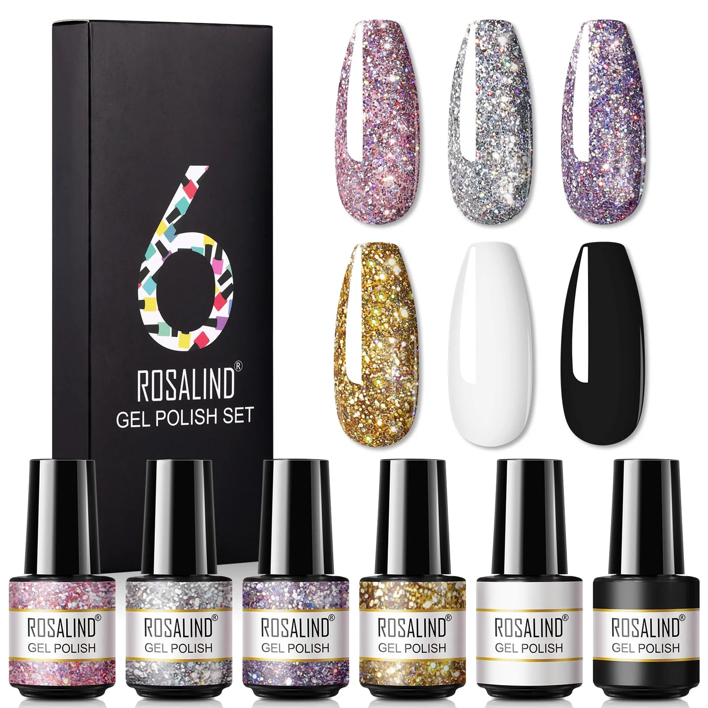 ROSALIND Nail Gel Manicure Set Hybrid Varnish Kit For Nails Art UV Lamp Semi Permanent Nail Gel Polish Set With Good Pack