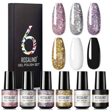 ROSALIND Nail Gel Manicure Set Hybrid Varnish Kit For Nails Art UV Lamp Semi Permanent Nail Gel Polish Set With Good Pack