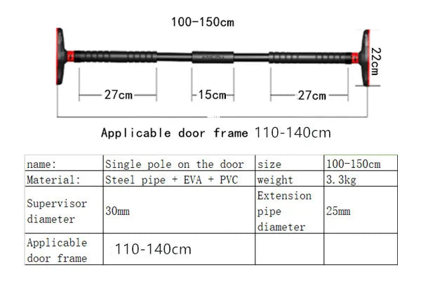 Large Door Horizontal Bar Steel Adjustable Training Bars for Home Sport Workout Pull Up Arm Training Sit Up Bar Fitness Equipment