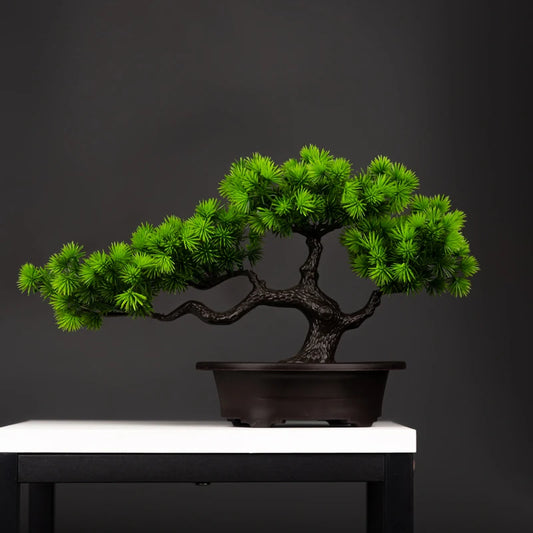 27cm Artificial Pine Bonsai Fake Tree Ornaments Plastic Plants Landscape Simulation Tree for Home Room Desktop Decoration