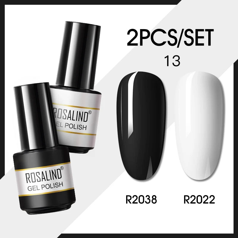 ROSALIND Nail Gel Manicure Set Hybrid Varnish Kit For Nails Art UV Lamp Semi Permanent Nail Gel Polish Set With Good Pack