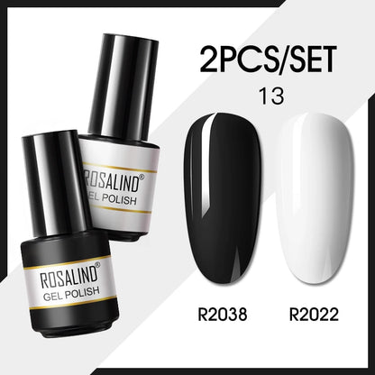 ROSALIND Nail Gel Manicure Set Hybrid Varnish Kit For Nails Art UV Lamp Semi Permanent Nail Gel Polish Set With Good Pack