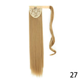 32inches Synthetic Ponytail Hair Extension Clip in Fake Wig Hairpiece Blonde Wrap Around Pigtail Long Smooth Overhead Pony Tail